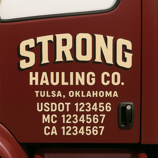 Custom Truck Door Decal Sticker Signs | Trucking or Business Name with City, USDOT, MC, CA Lettering Truck Signs
