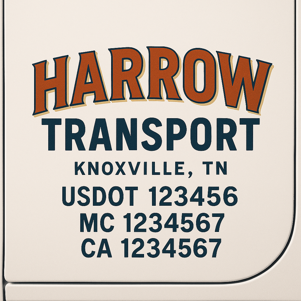 Custom Truck Door Decal Sticker Signs | Trucking or Business Name with City, USDOT, MC, CA Lettering Truck Signs
