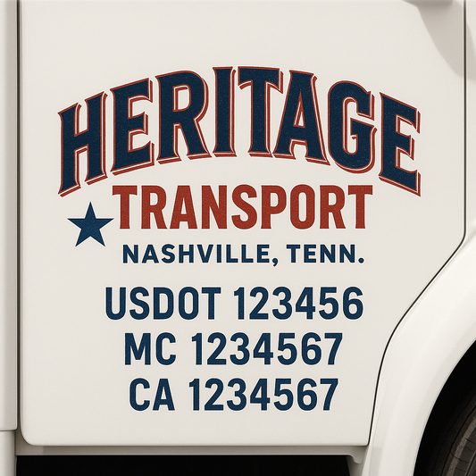 Custom Truck Door Decal Sticker Signs | Trucking or Business Name with City, USDOT, MC, CA Lettering Truck Signs
