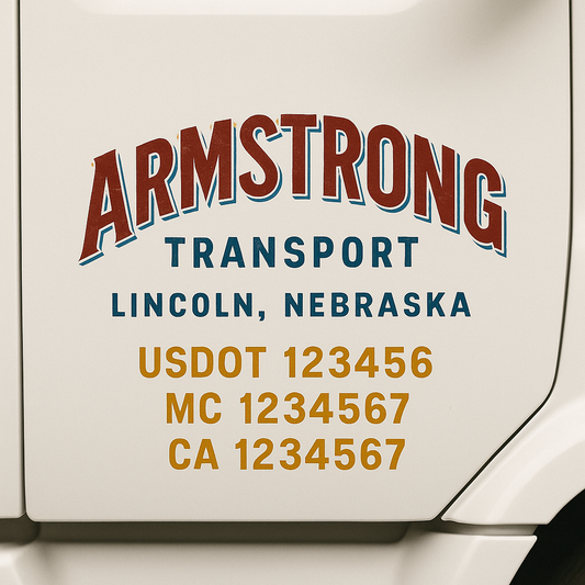 Custom Truck Door Decal Sticker Signs | Trucking or Business Name with City, USDOT, MC, CA Lettering Truck Signs