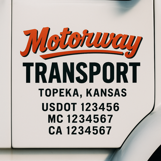 Custom Truck Door Decal Sticker Signs | Trucking or Business Name with City, USDOT, MC, CA Lettering Truck Signs