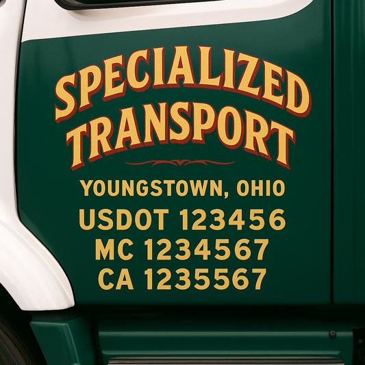 Custom Truck Door Decal Sticker Signs | Trucking or Business Name with City, USDOT, MC, CA Lettering Truck Signs