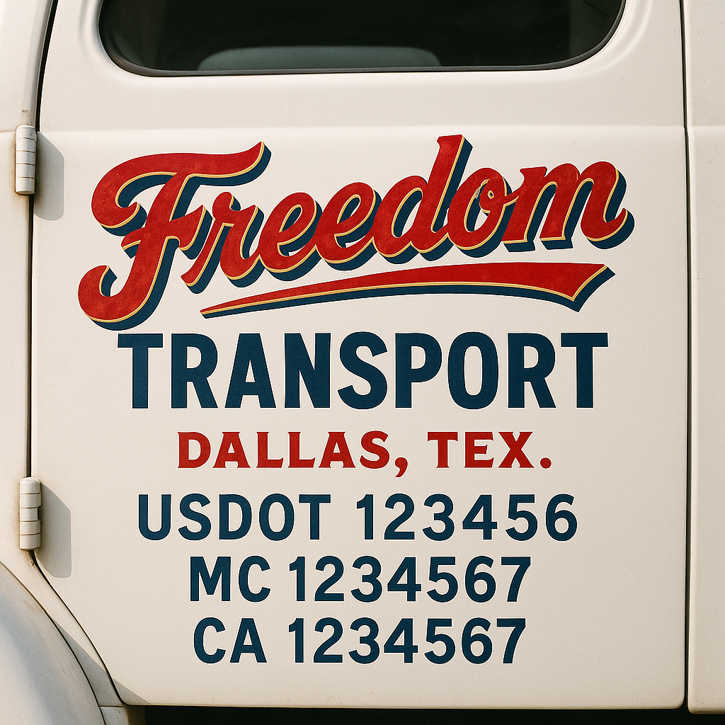 Custom Truck Door Decal Sticker Signs | Trucking or Business Name with City, USDOT, MC, CA Lettering Truck Signs