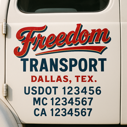 Custom Truck Door Decal Sticker Signs | Trucking or Business Name with City, USDOT, MC, CA Lettering Truck Signs