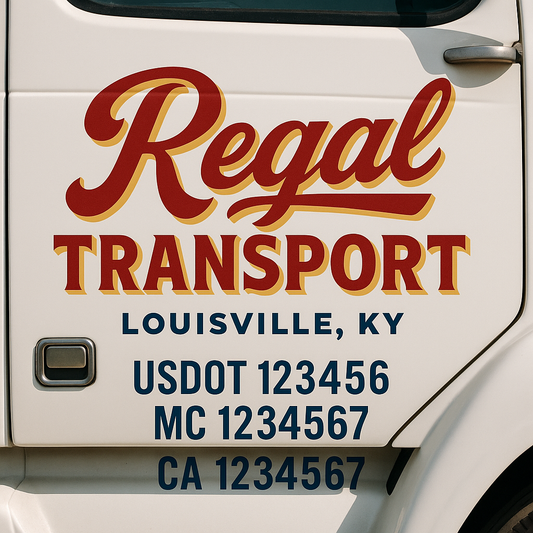Custom Truck Door Decal Sticker Signs | Trucking or Business Name with City, USDOT, MC, CA Lettering Truck Signs