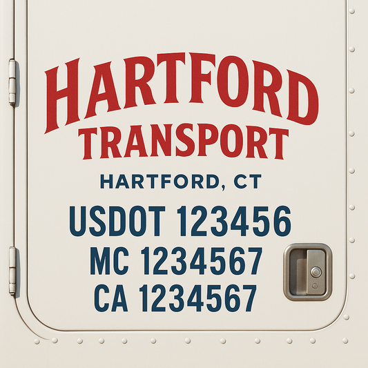 Custom Truck Door Decal Sticker Signs | Trucking or Business Name with City, USDOT, MC, CA Lettering Truck Signs