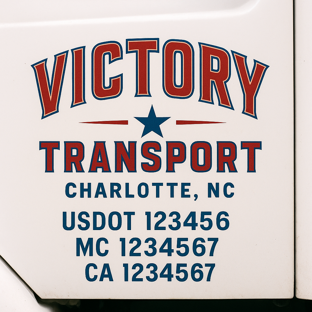 Custom Truck Door Decal Sticker Signs | Trucking or Business Name with City, USDOT, MC, CA Lettering Truck Signs