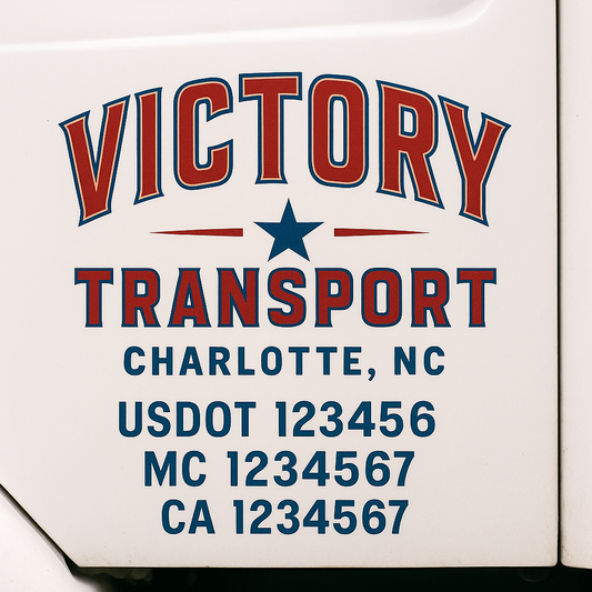 Custom Truck Door Decal Sticker Signs | Trucking or Business Name with City, USDOT, MC, CA Lettering Truck Signs