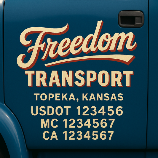 Custom Truck Door Decal Sticker Signs | Trucking or Business Name with City, USDOT, MC, CA Lettering Truck Signs
