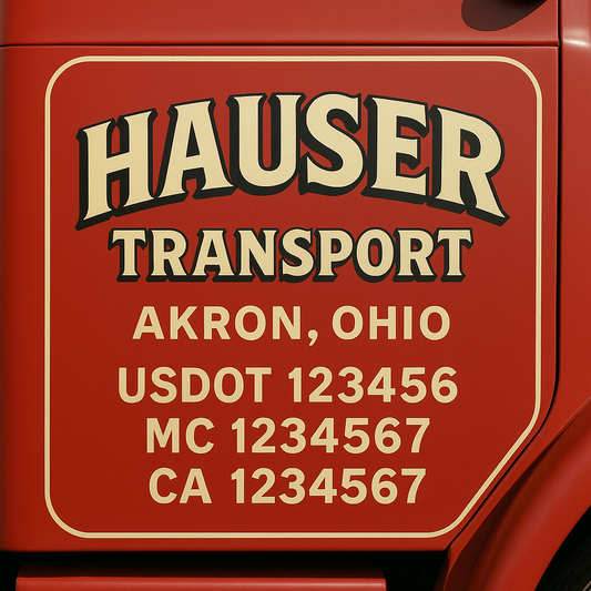 Custom Truck Door Decal Sticker Signs | Trucking or Business Name with City, USDOT, MC, CA Lettering Truck Signs