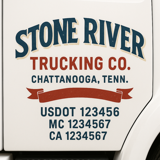 Custom Truck Door Decal Sticker Signs | Trucking or Business Name with City, USDOT, MC, CA Lettering Truck Signs