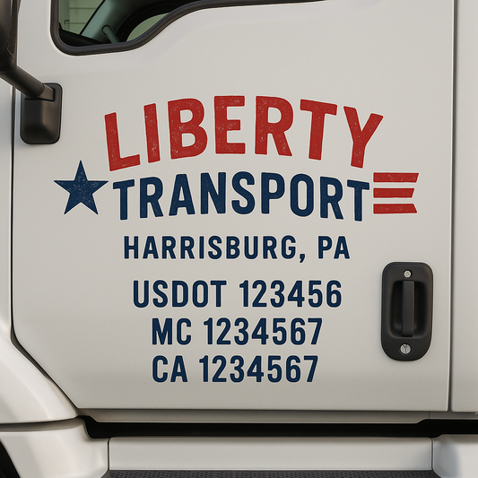 Custom Truck Door Decal Sticker Signs | Trucking or Business Name with City, USDOT, MC, CA Lettering Truck Signs
