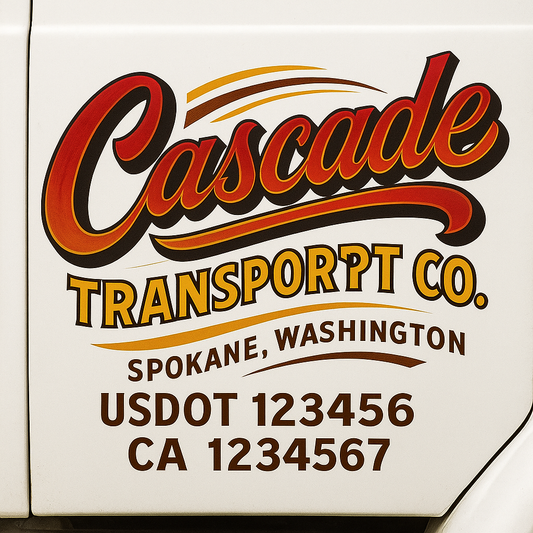 Trucking Door Decal With Name, City, USDOT, MC, CA, KYU, or Regulation Number Decal Stickers | Semi Truck US DOT Lettering Signs