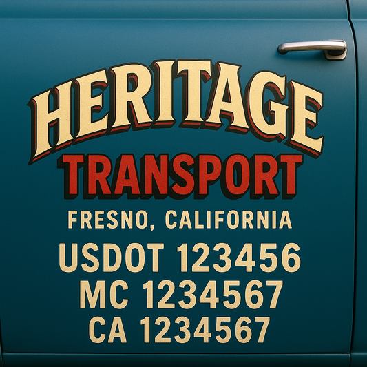 Trucking Door Decal With Name, City, USDOT, MC, CA, KYU, or Regulation Number Decal Stickers | Semi Truck US DOT Lettering Signs