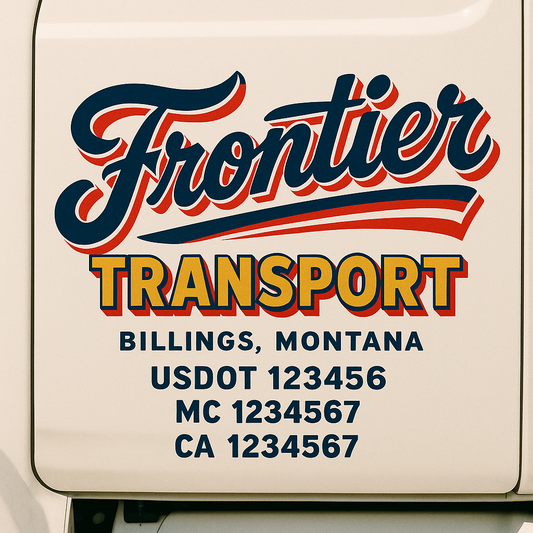 Trucking Door Decal With Name, City, USDOT, MC, CA, KYU, or Regulation Number Decal Stickers | Semi Truck US DOT Lettering Signs