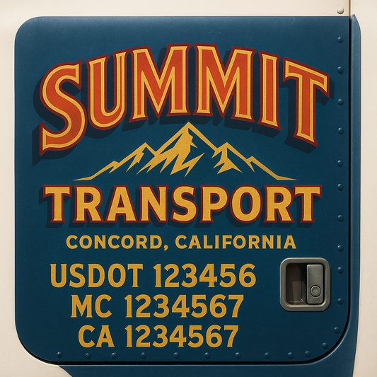Trucking Door Decal With Name, City, USDOT, MC, CA, KYU, or Regulation Number Decal Stickers | Semi Truck US DOT Lettering Signs