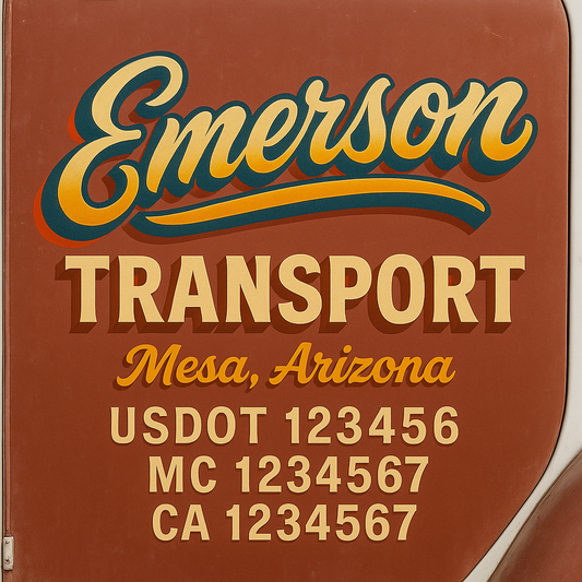 Trucking Door Decal With Name, City, USDOT, MC, CA, KYU, or Regulation Number Decal Stickers | Semi Truck US DOT Lettering Signs