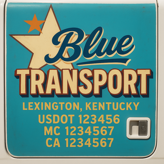 Trucking Door Decal With Name, City, USDOT, MC, CA, KYU, or Regulation Number Decal Stickers | Semi Truck US DOT Lettering Signs