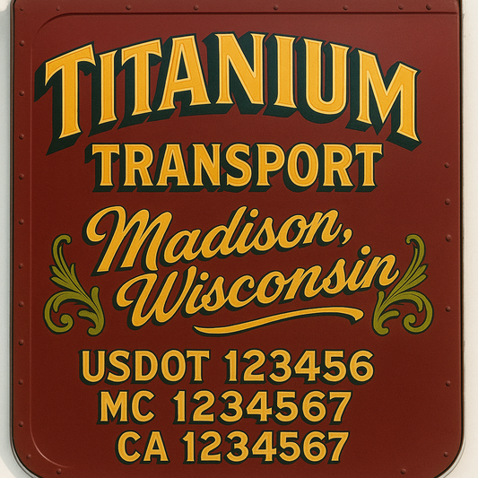 Trucking Door Decal With Name, City, USDOT, MC, CA, KYU, or Regulation Number Decal Stickers | Semi Truck US DOT Lettering Signs