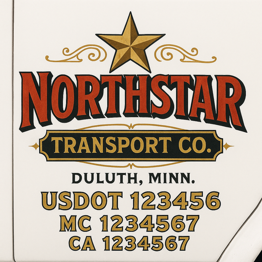 Trucking Door Decal With Name, City, USDOT, MC, CA, KYU, or Regulation Number Decal Stickers | Semi Truck US DOT Lettering Signs