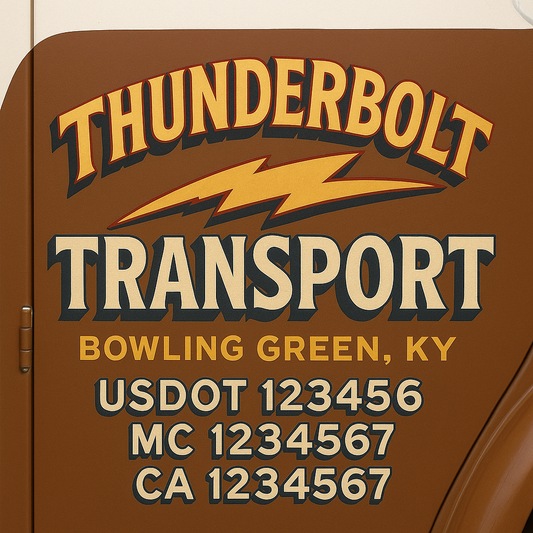 Trucking Door Decal With Name, City, USDOT, MC, CA, KYU, or Regulation Number Decal Stickers | Semi Truck US DOT Lettering Signs