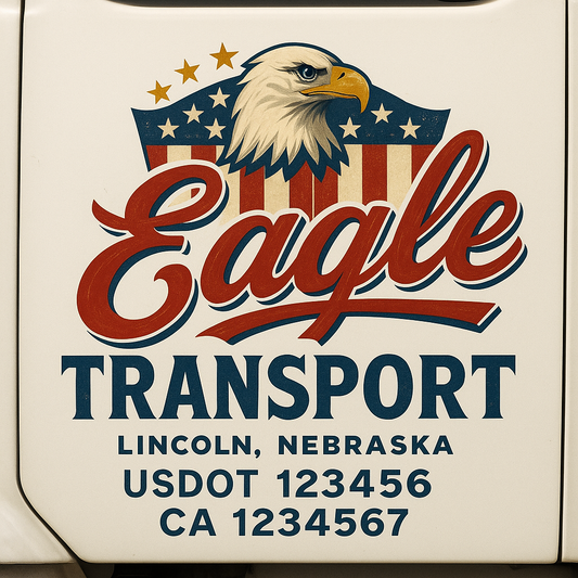 Trucking Door Decal With Name, City, USDOT, MC, CA, KYU, or Regulation Number Decal Stickers | Semi Truck US DOT Lettering Signs