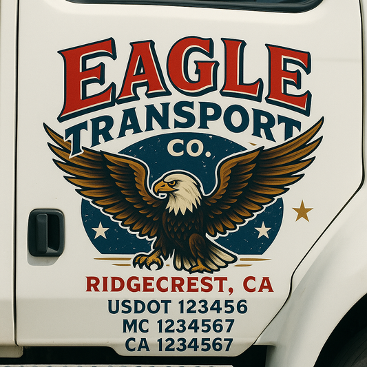 Trucking Door Decal With Name, City, USDOT, MC, CA, KYU, or Regulation Number Decal Stickers | Semi Truck US DOT Lettering Signs