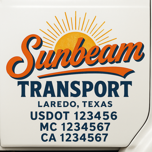 Trucking Door Decal With Name, City, USDOT, MC, CA, KYU, or Regulation Number Decal Stickers | Semi Truck US DOT Lettering Signs