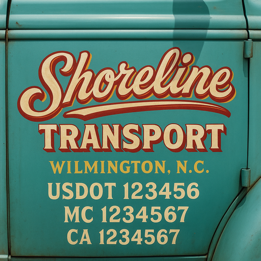 Trucking Door Decal With Name, City, USDOT, MC, CA, KYU, or Regulation Number Decal Stickers | Semi Truck US DOT Lettering Signs