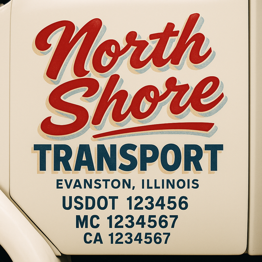 Trucking Door Decal With Name, City, USDOT, MC, CA, KYU, or Regulation Number Decal Stickers | Semi Truck US DOT Lettering Signs