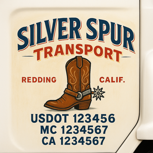 Trucking Door Decal With Name, City, USDOT, MC, CA, KYU, or Regulation Number Decal Stickers | Semi Truck US DOT Lettering Signs