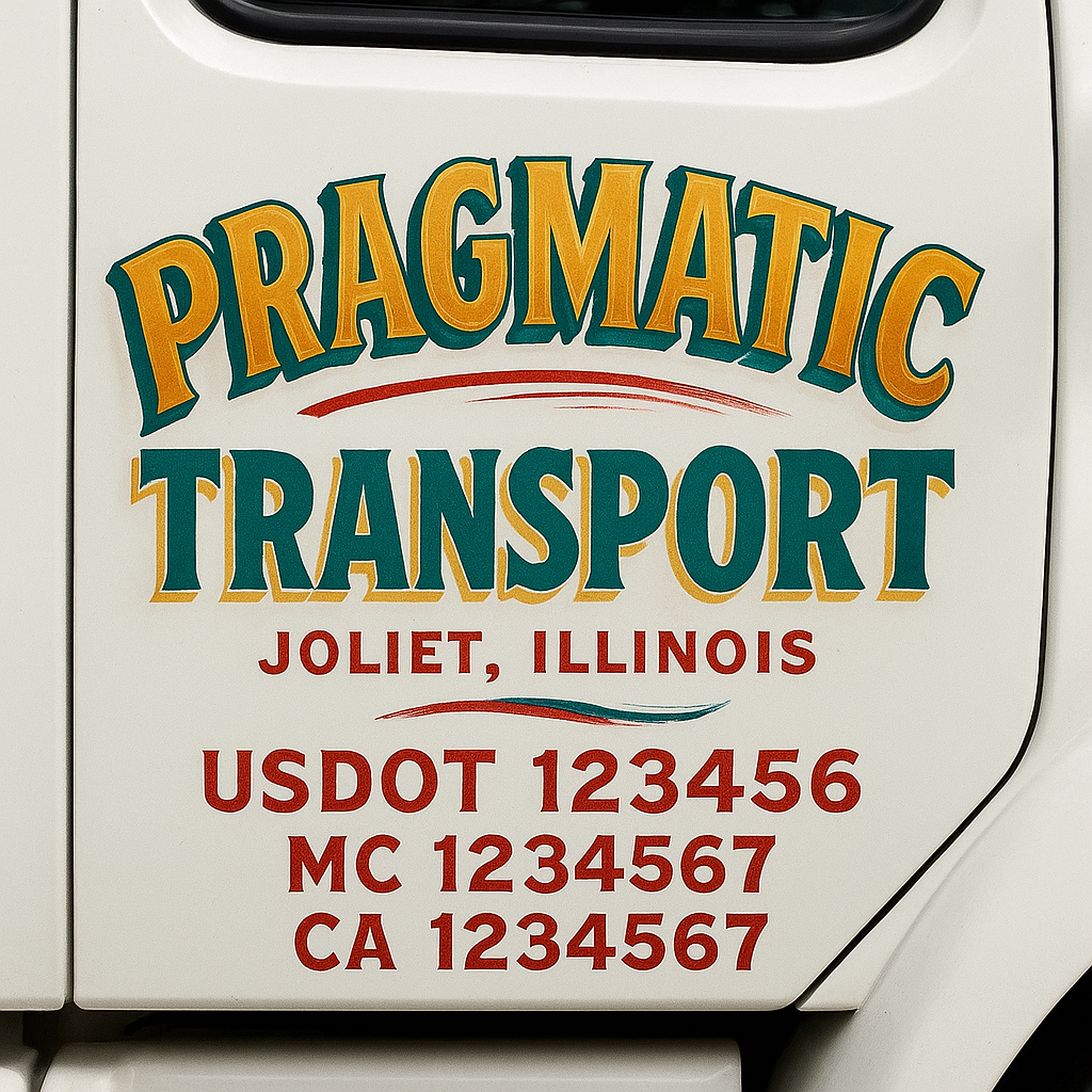 Trucking Door Decal With Name, City, USDOT, MC, CA, KYU, or Regulation Number Decal Stickers | Semi Truck US DOT Lettering Signs