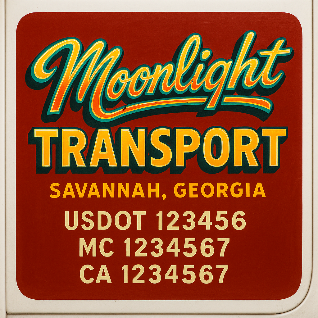 Trucking Door Decal With Name, City, USDOT, MC, CA, KYU, or Regulation Number Decal Stickers | Semi Truck US DOT Lettering Signs