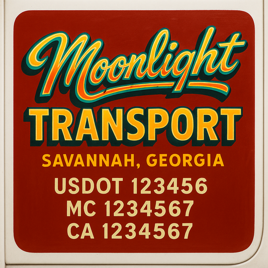 Trucking Door Decal With Name, City, USDOT, MC, CA, KYU, or Regulation Number Decal Stickers | Semi Truck US DOT Lettering Signs