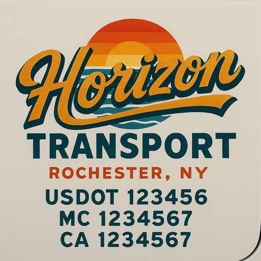 Trucking Door Decal With Name, City, USDOT, MC, CA, KYU, or Regulation Number Decal Stickers | Semi Truck US DOT Lettering Signs