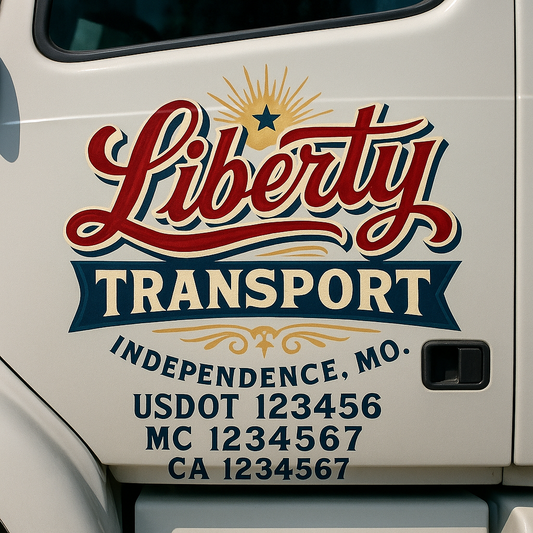 Trucking Door Decal With Name, City, USDOT, MC, CA, KYU, or Regulation Number Decal Stickers | Semi Truck US DOT Lettering Signs