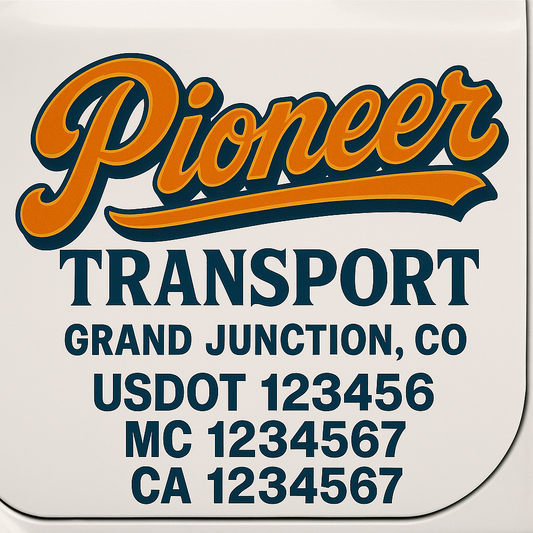 Trucking Door Decal With Name, City, USDOT, MC, CA, KYU, or Regulation Number Decal Stickers | Semi Truck US DOT Lettering Signs
