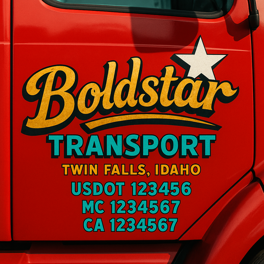 Trucking Door Decal With Name, City, USDOT, MC, CA, KYU, or Regulation Number Decal Stickers | Semi Truck US DOT Lettering Signs