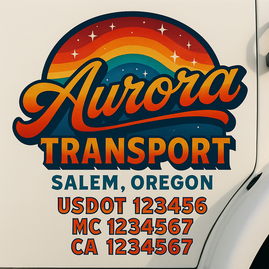 Trucking Door Decal With Name, City, USDOT, MC, CA, KYU, or Regulation Number Decal Stickers | Semi Truck US DOT Lettering Signs