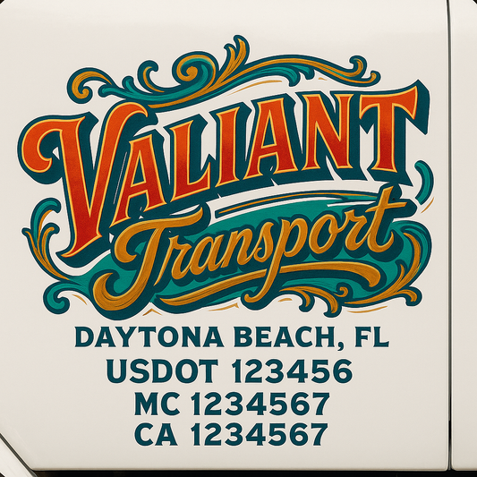 Trucking Door Decal With Name, City, USDOT, MC, CA, KYU, or Regulation Number Decal Stickers | Semi Truck US DOT Lettering Signs