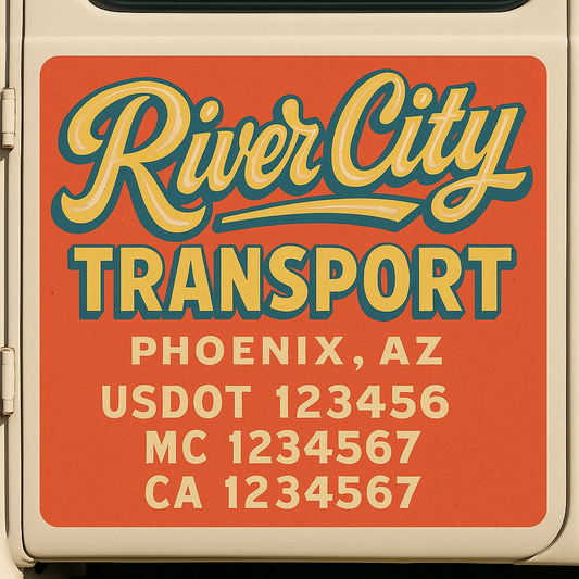 Trucking Door Decal With Name, City, USDOT, MC, CA, KYU, or Regulation Number Decal Stickers | Semi Truck US DOT Lettering Signs