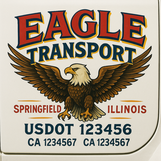 Trucking Door Decal With Name, City, USDOT, MC, CA, KYU, or Regulation Number Decal Stickers | Semi Truck US DOT Lettering Signs