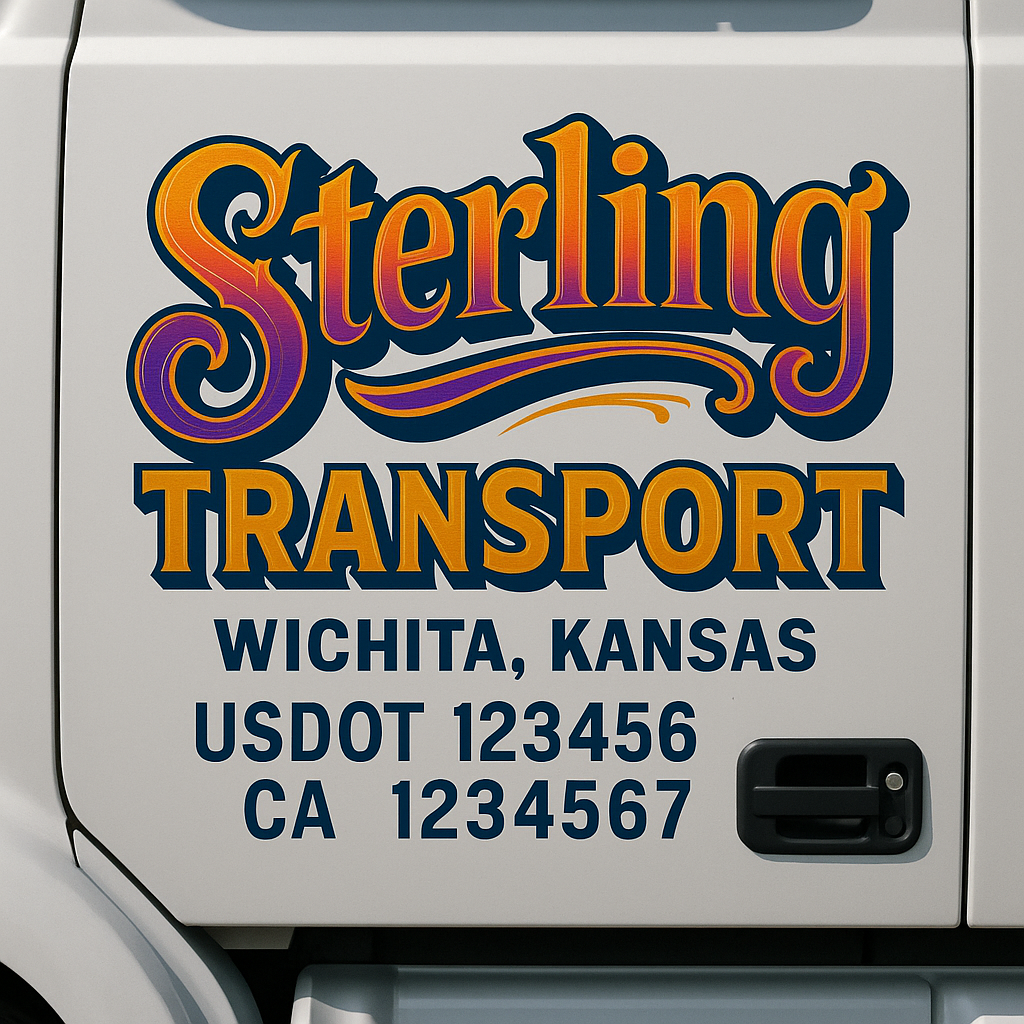 Trucking Door Decal With Name, City, USDOT, MC, CA, KYU, or Regulation Number Decal Stickers | Semi Truck US DOT Lettering Signs