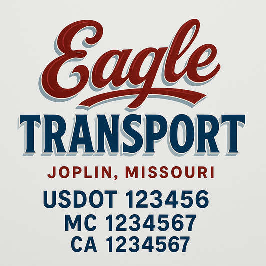 Trucking Door Decal With Name, City, USDOT, MC, CA, KYU, or Regulation Number Decal Stickers | Semi Truck US DOT Lettering Signs