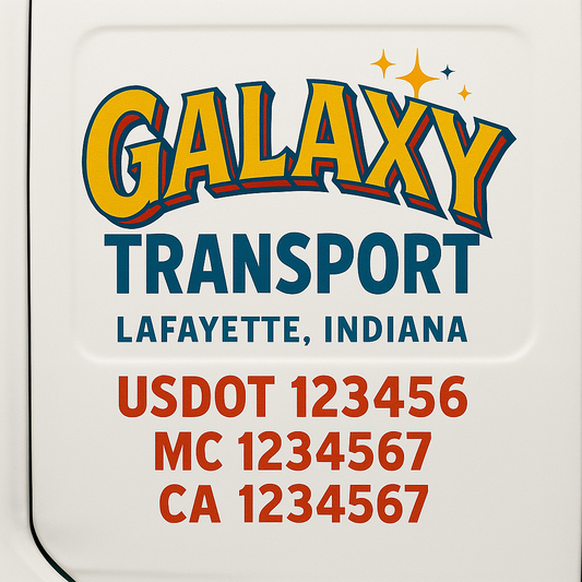 Trucking Door Decal With Name, City, USDOT, MC, CA, KYU, or Regulation Number Decal Stickers | Semi Truck US DOT Lettering Signs