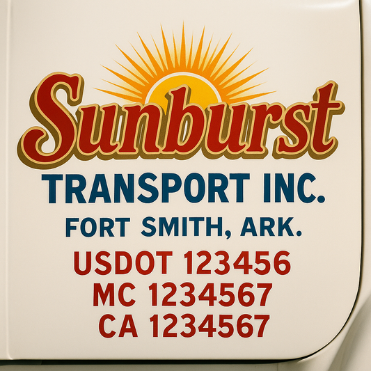 Trucking Door Decal With Name, City, USDOT, MC, CA, KYU, or Regulation Number Decal Stickers | Semi Truck US DOT Lettering Signs