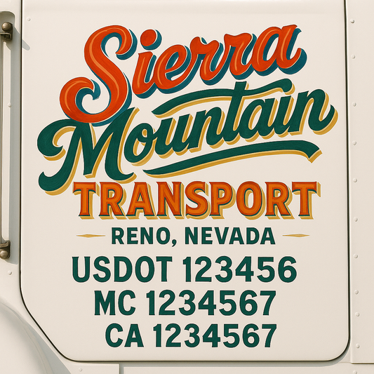 Trucking Door Decal With Name, City, USDOT, MC, CA, KYU, or Regulation Number Decal Stickers | Semi Truck US DOT Lettering Signs