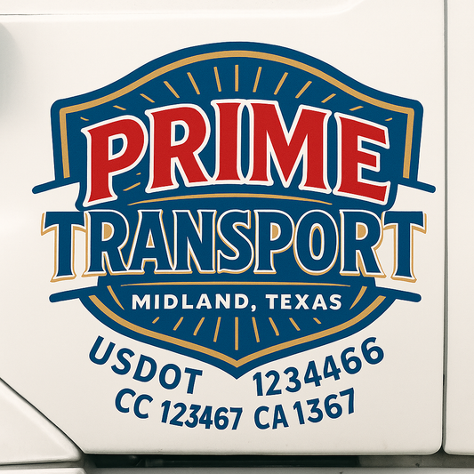 Trucking Door Decal With Name, City, USDOT, MC, CA, KYU, or Regulation Number Decal Stickers | Semi Truck US DOT Lettering Signs