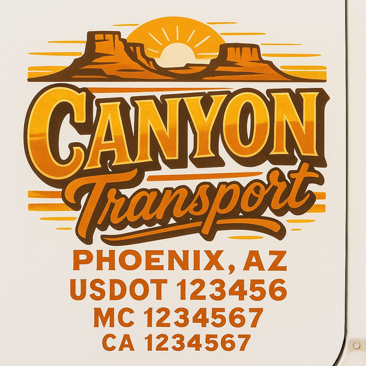 Trucking Door Decal With Name, City, USDOT, MC, CA, KYU, or Regulation Number Decal Stickers | Semi Truck US DOT Lettering Signs