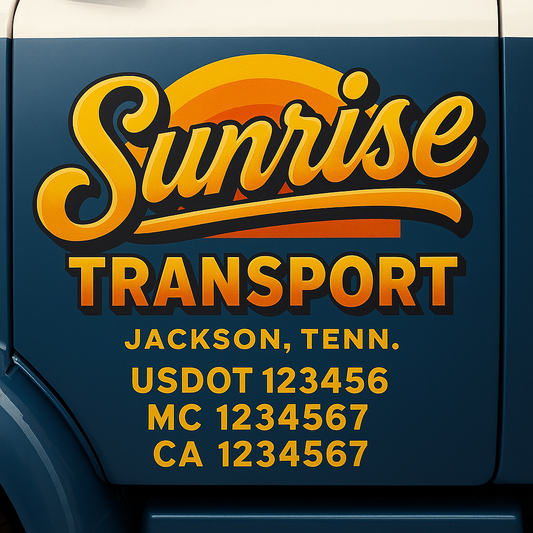 Trucking Door Decal With Name, City, USDOT, MC, CA, KYU, or Regulation Number Decal Stickers | Semi Truck US DOT Lettering Signs